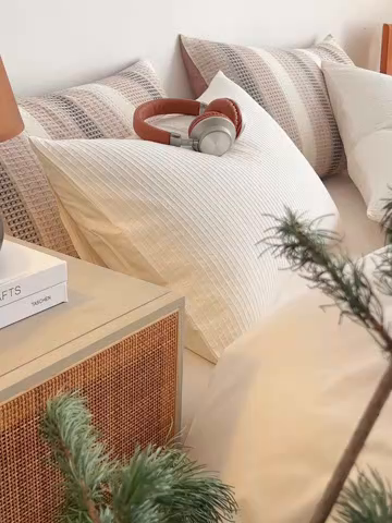 91家纺网 家纺一手货源 找家纺 涞澳家纺 2025新款全棉色织四件套 棉芷