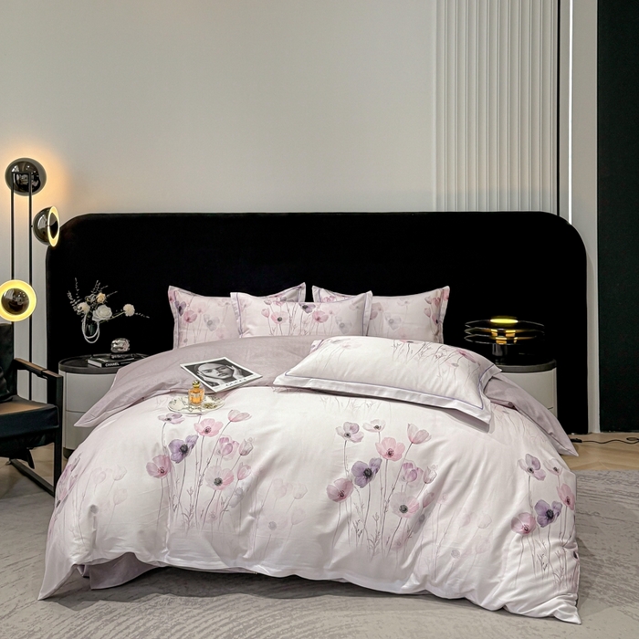 91家纺网 家纺一手货源 找家纺 喜四方 2025新款加厚天丝棉磨毛数码印花四件套 幽静丽娜-米