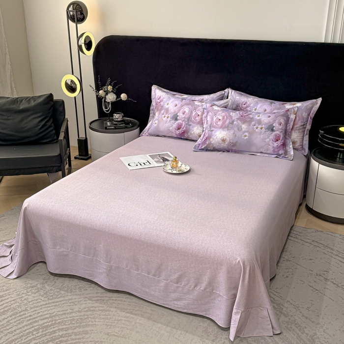 91家纺网 家纺一手货源 找家纺 喜四方 2025新款加厚天丝棉磨毛数码印花四件套 瑰丽-紫