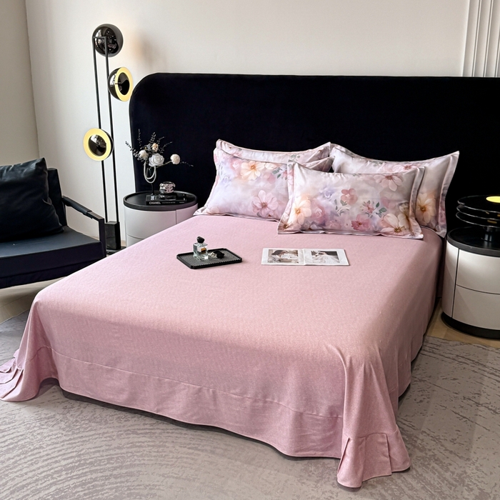 91家纺网 家纺一手货源 找家纺 喜四方 2025新款加厚天丝棉磨毛数码印花四件套 花锦-粉