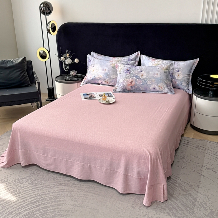 91家纺网 家纺一手货源 找家纺 喜四方 2025新款加厚天丝棉磨毛数码印花四件套 澜音花束-蓝