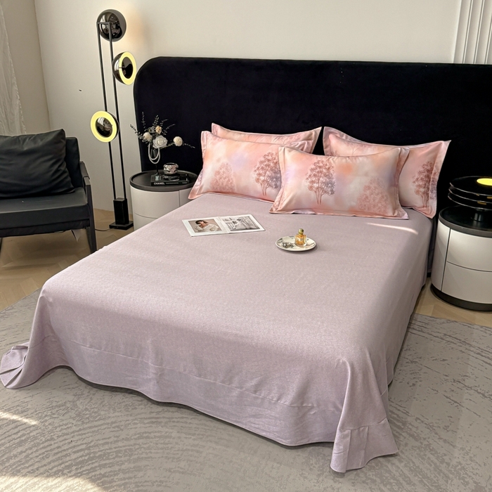 91家纺网 家纺一手货源 找家纺 喜四方 2025新款加厚天丝棉磨毛数码印花四件套 密林-粉