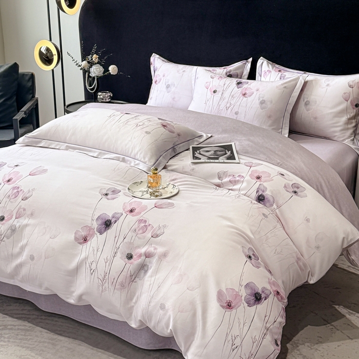 91家纺网 家纺一手货源 找家纺 喜四方 2025新款加厚天丝棉磨毛数码印花四件套 幽静丽娜-米