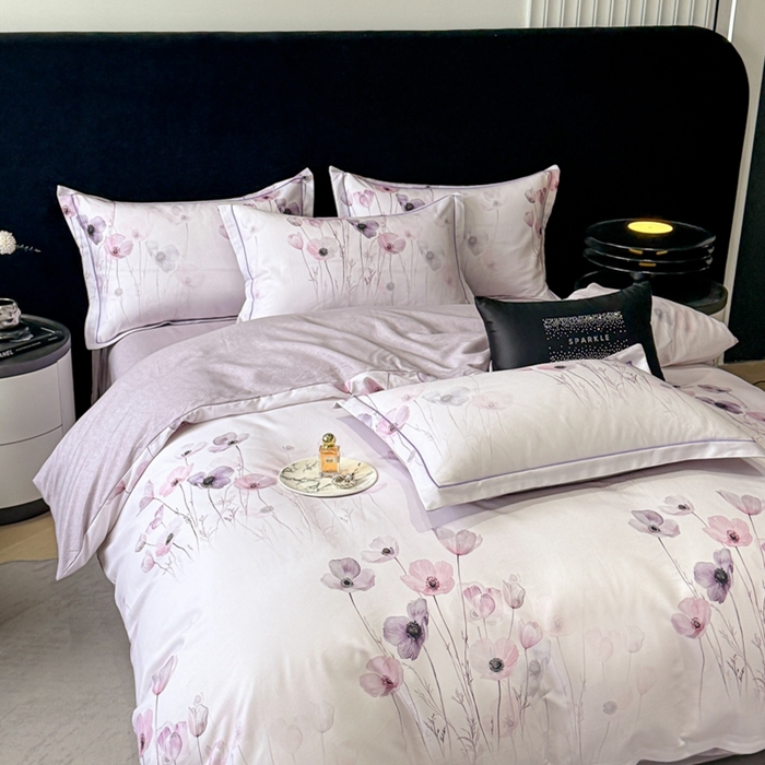 91家纺网 家纺一手货源 找家纺 喜四方 2025新款加厚天丝棉磨毛数码印花四件套 幽静丽娜-米