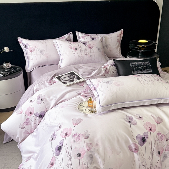 91家纺网 家纺一手货源 找家纺 喜四方 2025新款加厚天丝棉磨毛数码印花四件套 幽静丽娜-米