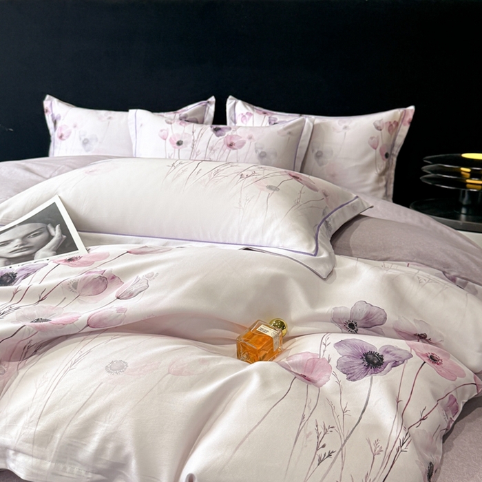 91家纺网 家纺一手货源 找家纺 喜四方 2025新款加厚天丝棉磨毛数码印花四件套 幽静丽娜-米