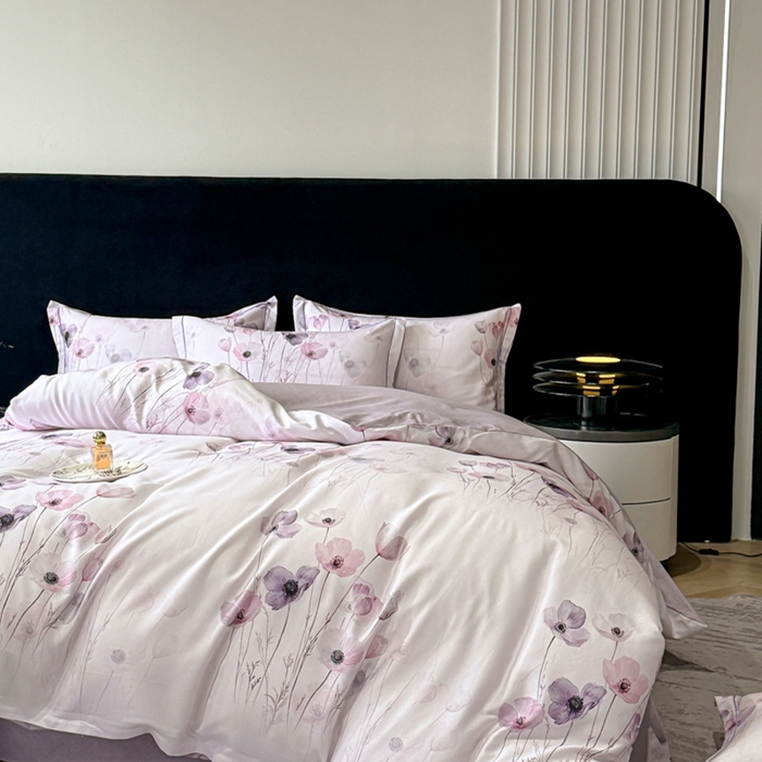 91家纺网 家纺一手货源 找家纺 喜四方 2025新款加厚天丝棉磨毛数码印花四件套 幽静丽娜-米