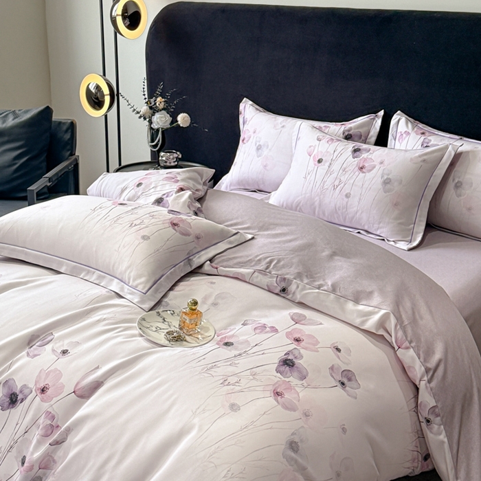 91家纺网 家纺一手货源 找家纺 喜四方 2025新款加厚天丝棉磨毛数码印花四件套 幽静丽娜-米