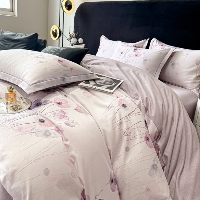 91家纺网 家纺一手货源 找家纺 喜四方 2025新款加厚天丝棉磨毛数码印花四件套 幽静丽娜-米