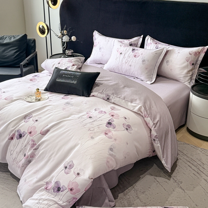 91家纺网 家纺一手货源 找家纺 喜四方 2025新款加厚天丝棉磨毛数码印花四件套 幽静丽娜-米