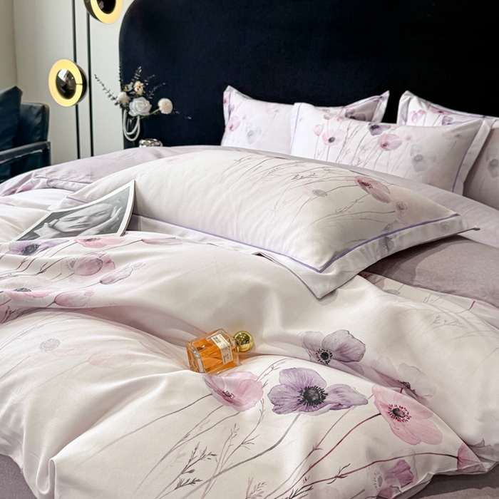 91家纺网 家纺一手货源 找家纺 喜四方 2025新款加厚天丝棉磨毛数码印花四件套 幽静丽娜-米