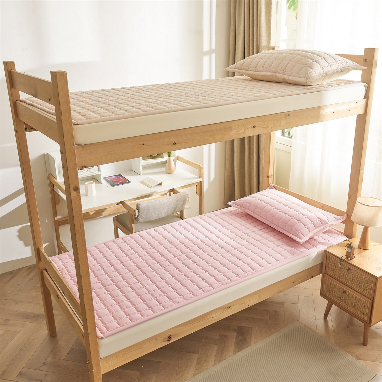 91家纺网 家纺一手货源 找家纺 （总）恒爱家纺 2025新款学生季糯糯棉纯色床护垫