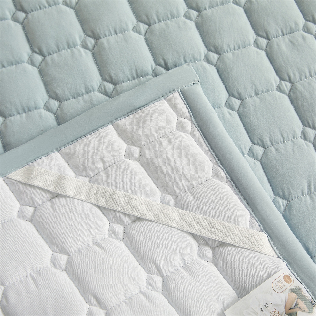 91家纺网 家纺一手货源 找家纺 恒爱家纺 2025新款学生季糯糯棉纯色床护垫 蓝