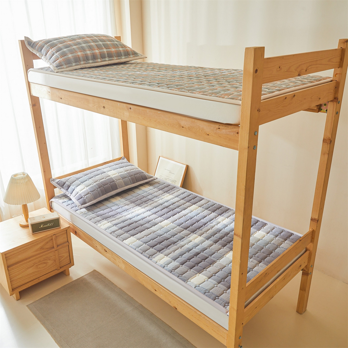 91家纺网 家纺一手货源 找家纺 （总）恒爱家纺 2025新款全棉印花格子床垫