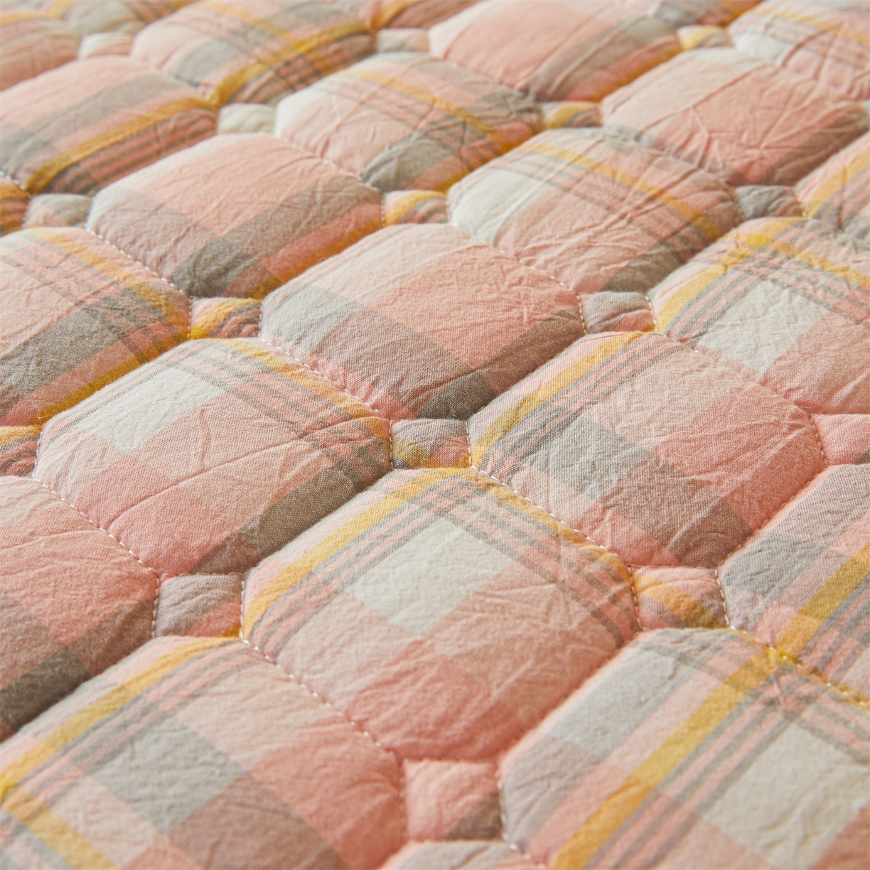 91家纺网 家纺一手货源 找家纺 恒爱家纺 2025新款全棉印花格子床垫 莫尼-玉