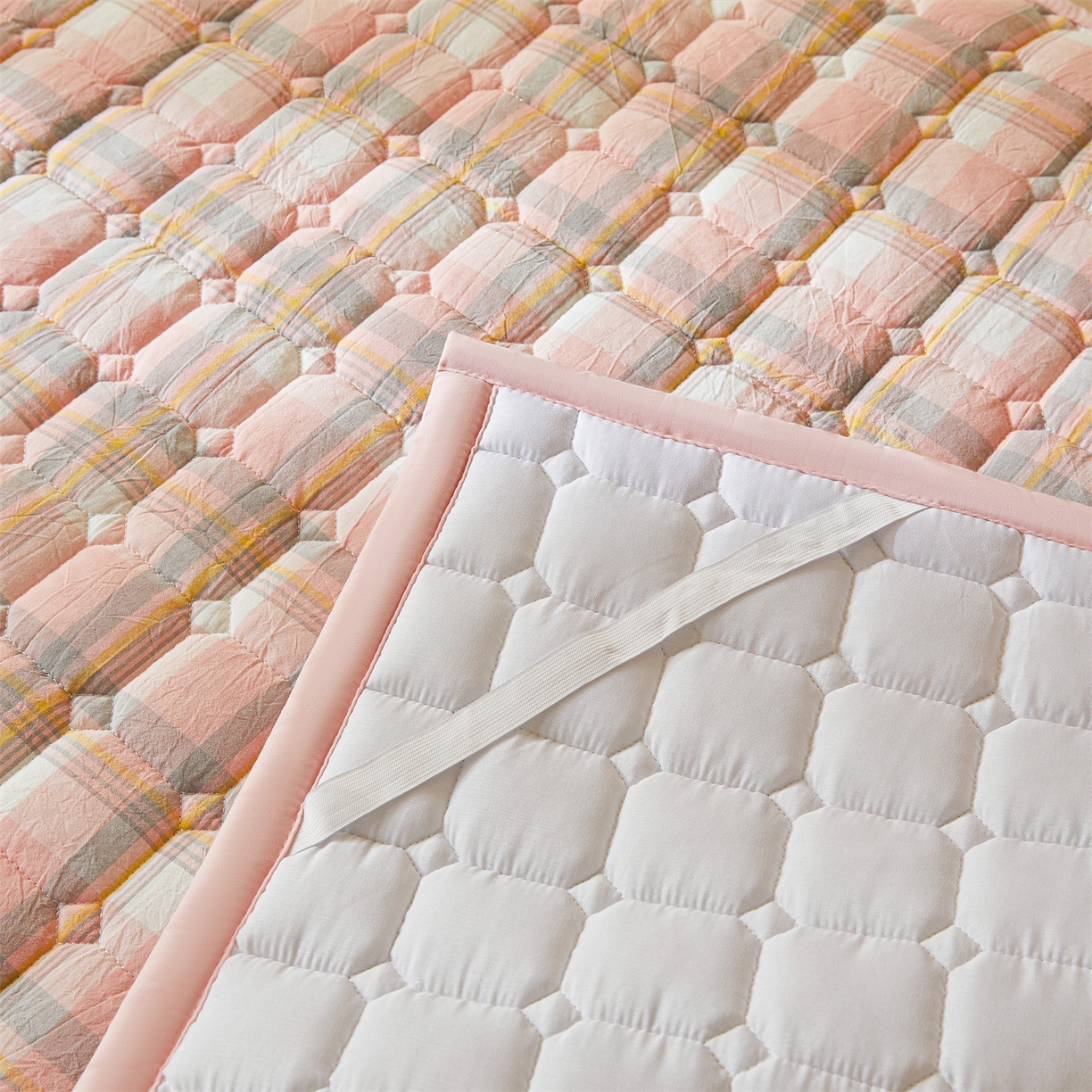 91家纺网 家纺一手货源 找家纺 恒爱家纺 2025新款全棉印花格子床垫 莫尼-玉