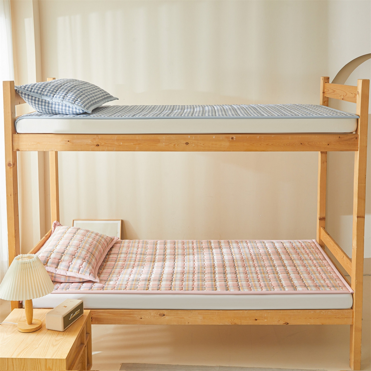 91家纺网 家纺一手货源 找家纺 恒爱家纺 2025新款全棉印花格子床垫 莫尼-玉