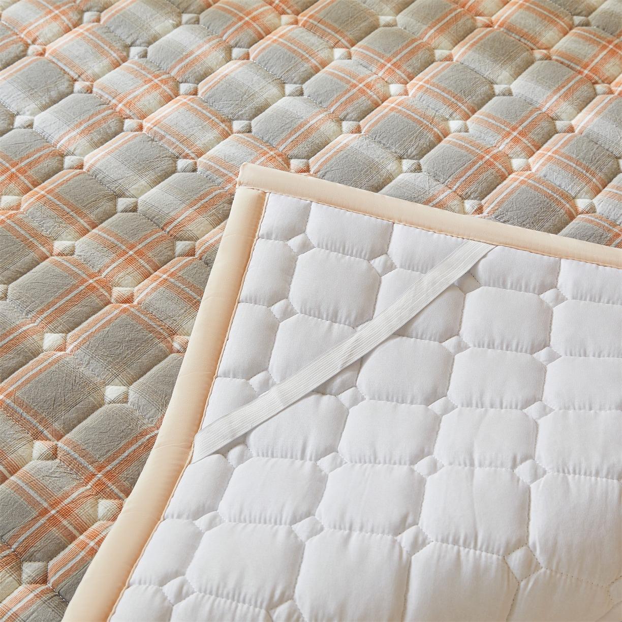 91家纺网 家纺一手货源 找家纺 恒爱家纺 2025新款全棉印花格子床垫 诺卡