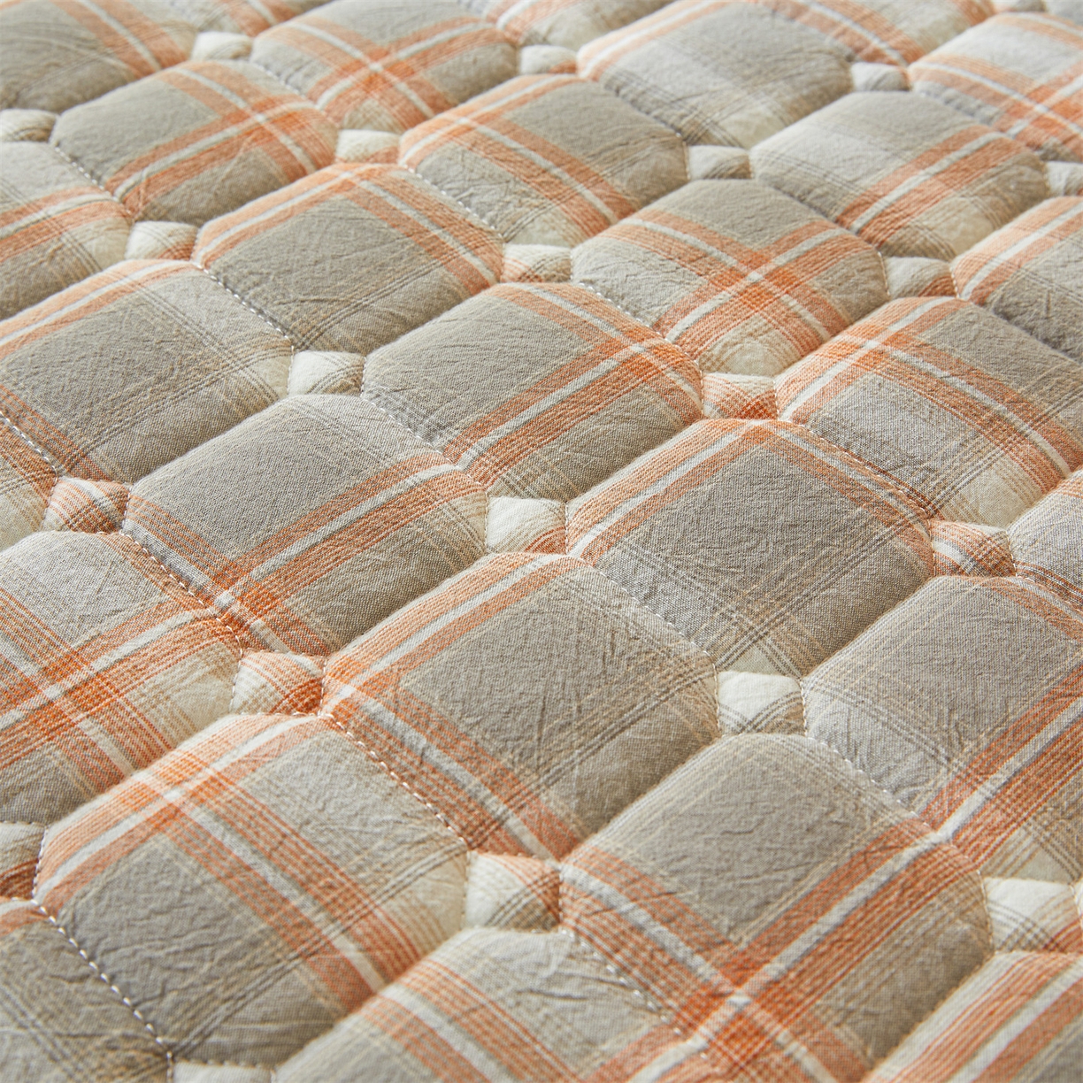 91家纺网 家纺一手货源 找家纺 恒爱家纺 2025新款全棉印花格子床垫 诺卡