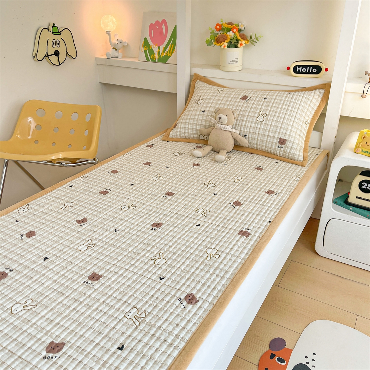 91家纺网 家纺一手货源 找家纺 恒爱家纺 2025新款学生季全棉宝宝绒双面款床护垫 安睡宝