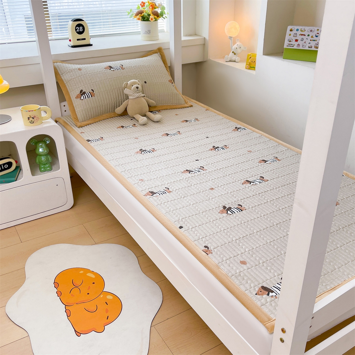 恒爱家纺 2025新款学生季全棉宝宝绒双面款床护垫 斑马狗