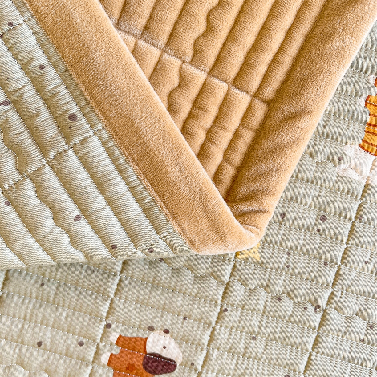 91家纺网 家纺一手货源 找家纺 恒爱家纺 2025新款学生季全棉宝宝绒双面款床护垫 斗牛犬