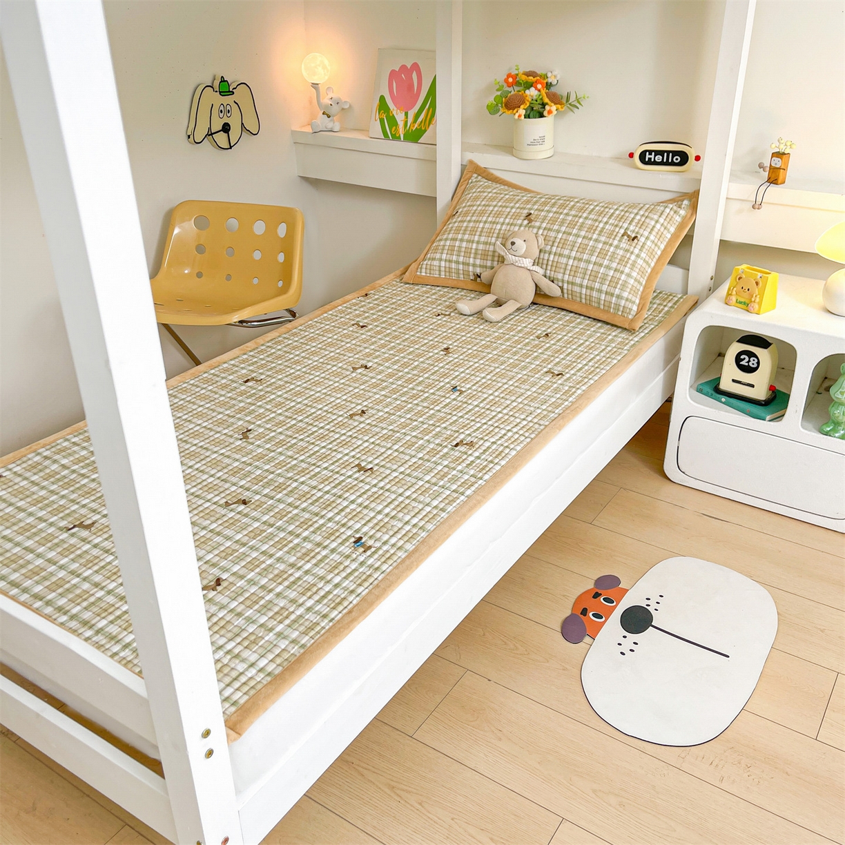 恒爱家纺 2025新款学生季全棉宝宝绒双面款床护垫 拉拉狗