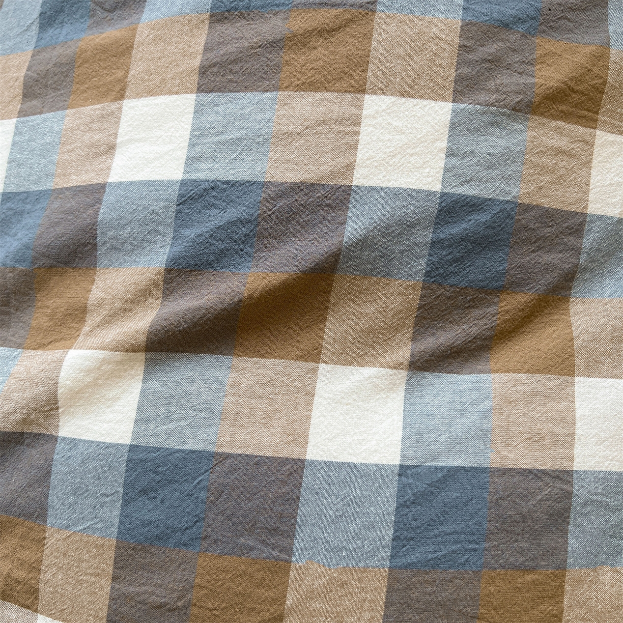 91家纺网 家纺一手货源 找家纺 恒爱家纺 2025新款学生季全棉印花格子三件套 蓝咖格