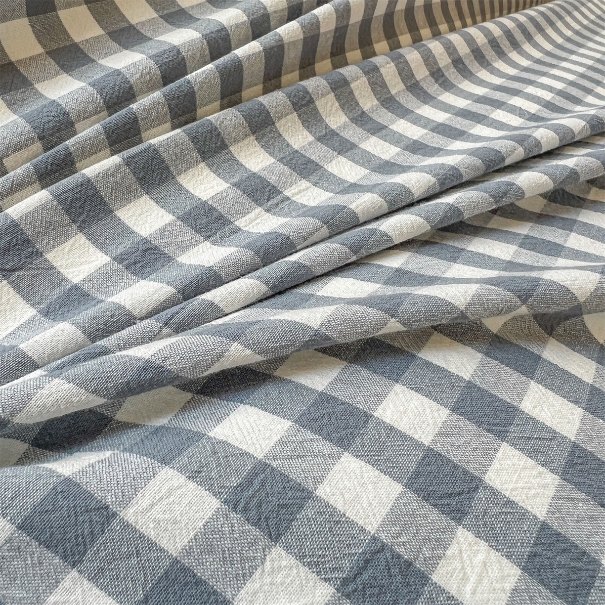 91家纺网 家纺一手货源 找家纺 恒爱家纺 2025新款学生季全棉印花格子三件套 蓝小格