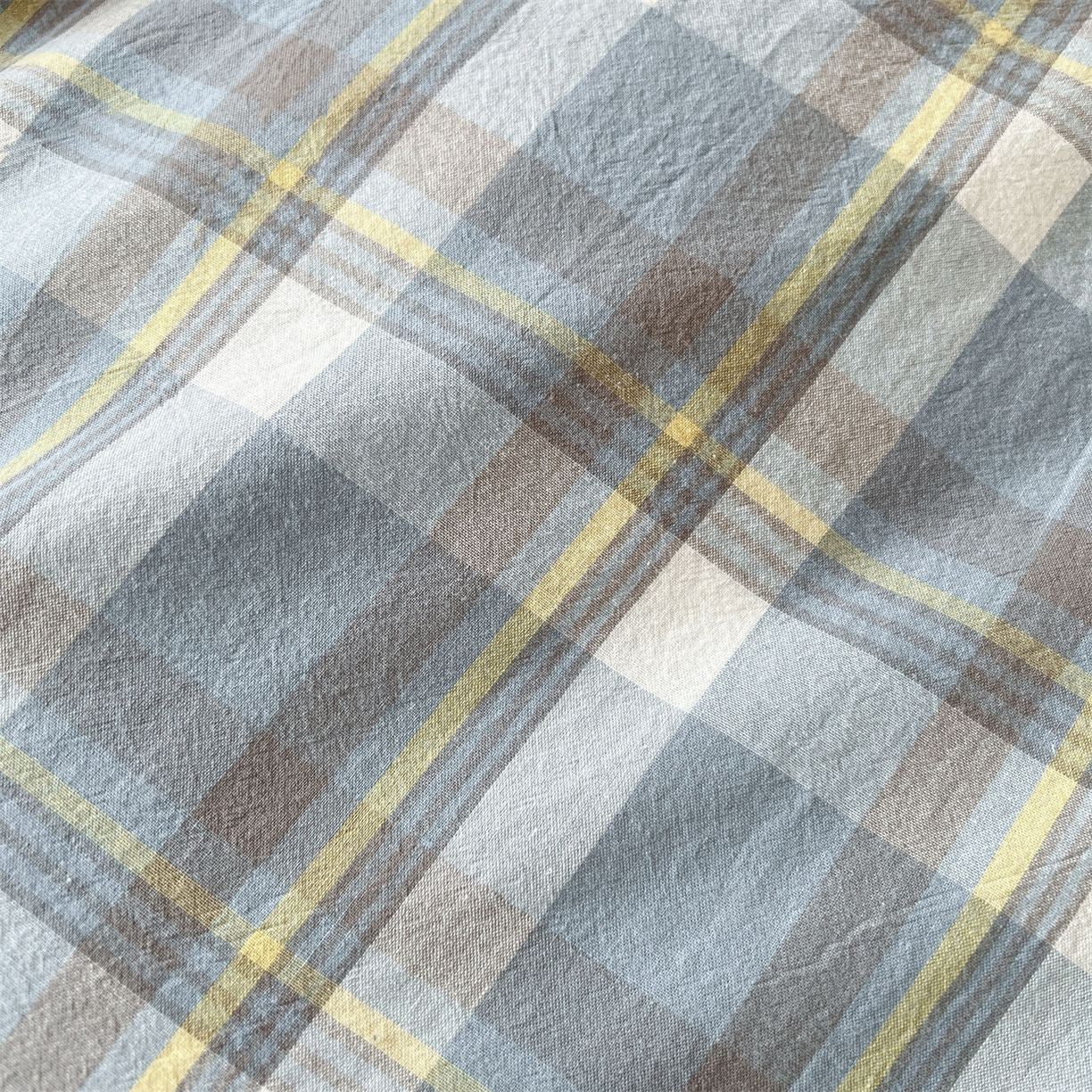 91家纺网 家纺一手货源 找家纺 恒爱家纺 2025新款学生季全棉印花格子三件套 莫尼-蓝