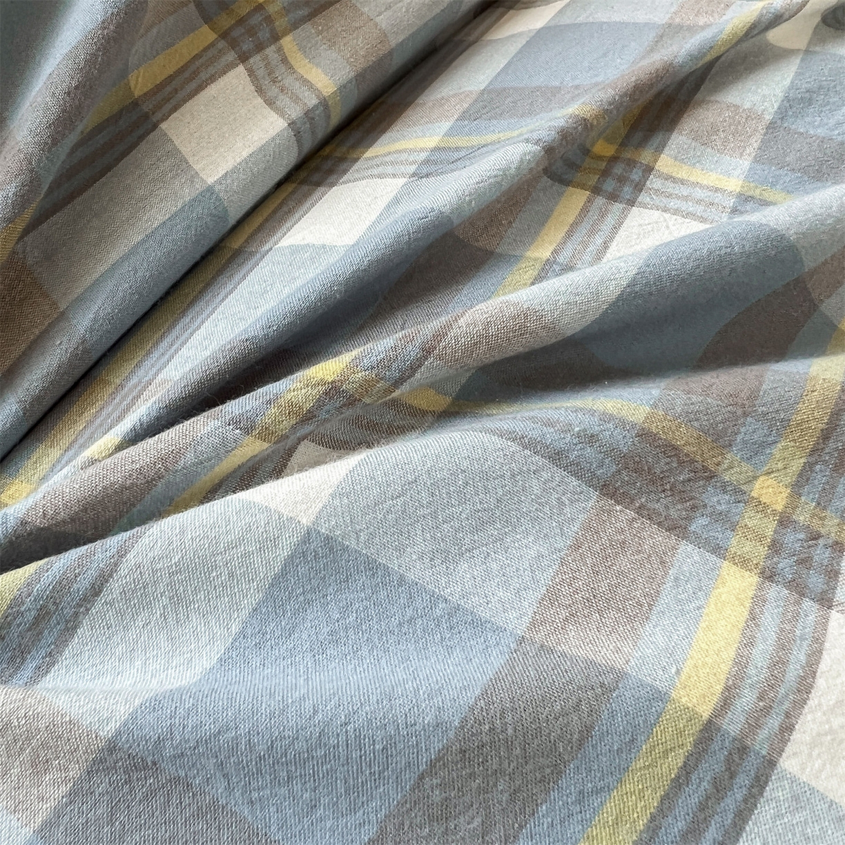 91家纺网 家纺一手货源 找家纺 恒爱家纺 2025新款学生季全棉印花格子三件套 莫尼-蓝