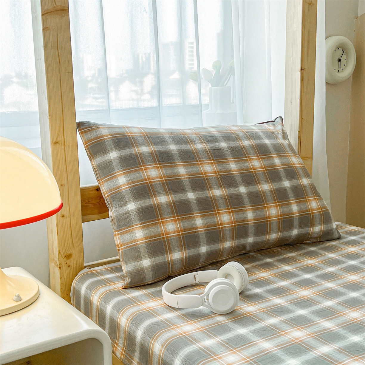 91家纺网 家纺一手货源 找家纺 恒爱家纺 2025新款学生季全棉印花格子三件套 诺卡