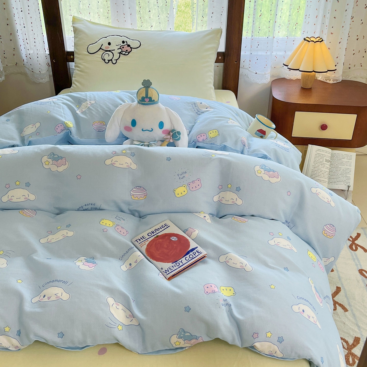 91家纺网 家纺一手货源 找家纺 （总）蓝邻家纺 2025年新款全棉纯棉双层纱三丽鸥刺绣学生宿舍三件套四件套系列