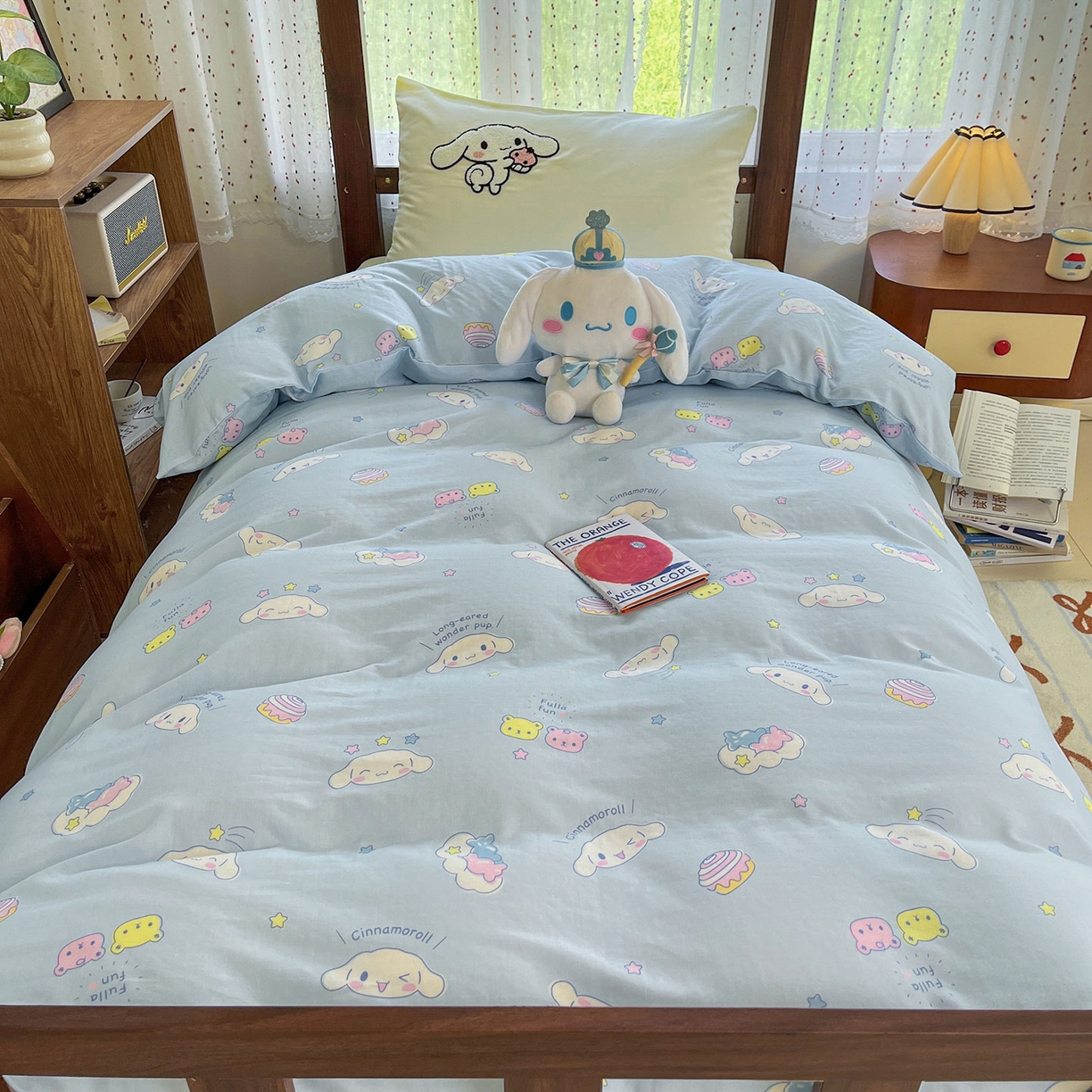 91家纺网 家纺一手货源 找家纺 （总）蓝邻家纺 2025年新款全棉纯棉双层纱三丽鸥刺绣学生宿舍三件套四件套系列