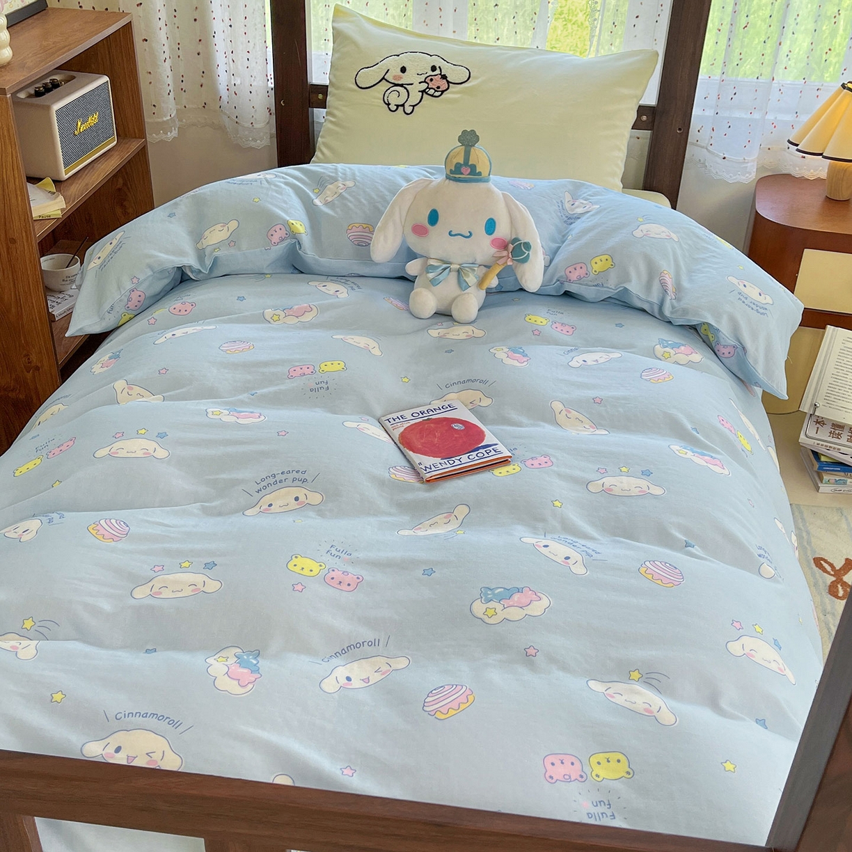 91家纺网 家纺一手货源 找家纺 （总）蓝邻家纺 2025年新款全棉纯棉双层纱三丽鸥刺绣学生宿舍三件套四件套系列