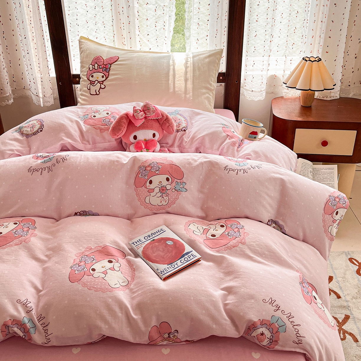 91家纺网 家纺一手货源 找家纺 蓝邻家纺 2025年新款全棉纯棉双层纱三丽鸥刺绣学生宿舍三件套四件套系列 治愈萌主