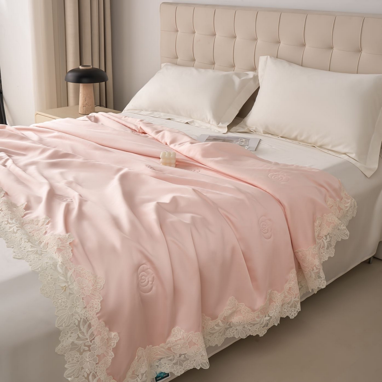 （总）朴罗 （ 原岚图） 2025新款轻奢法式天丝夏凉被-邂逅 （温柔粉）