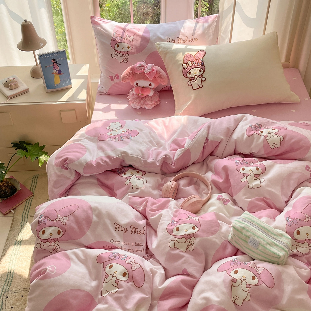 91家纺网 家纺一手货源 找家纺 （总）蓝邻家纺 2025年新款全棉纯棉双层纱三丽鸥刺绣四件套系列