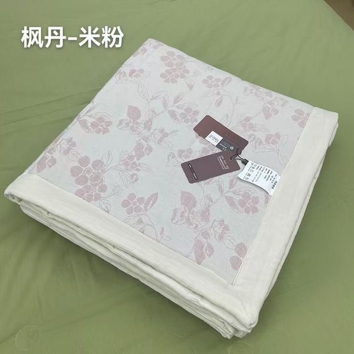 鲁爱家纺供货2025新款棉麻手包边夏被汇总（纯跑量） 枫丹-米粉