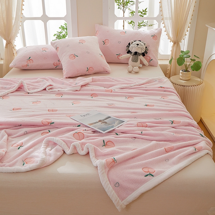 91家纺网 家纺一手货源 找家纺 楼兰公主 2025新款云朵绒单毛毯 蜜桃粉