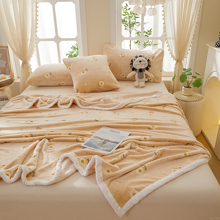 91家纺网 家纺一手货源 找家纺 楼兰公主 2025新款云朵绒单毛毯 小黄花