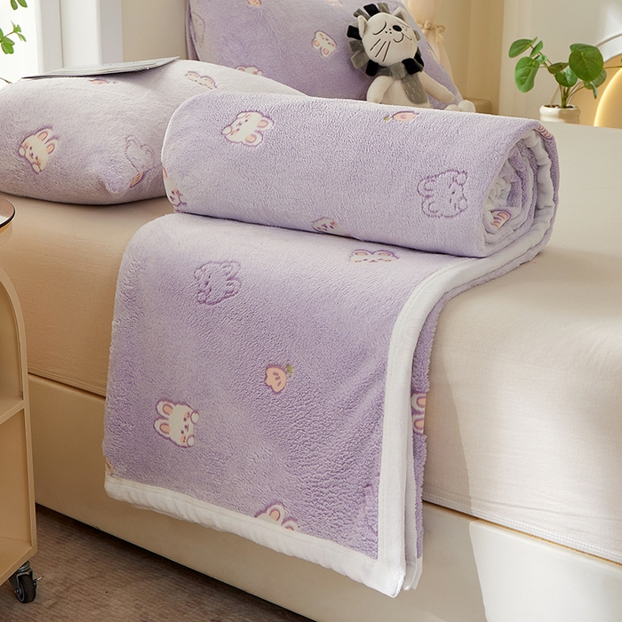 91家纺网 家纺一手货源 找家纺 楼兰公主 2025新款云朵绒单毛毯 小兔紫