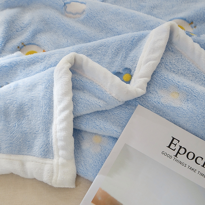 91家纺网 家纺一手货源 找家纺 楼兰公主 2025新款云朵绒单毛毯 鸭子蓝