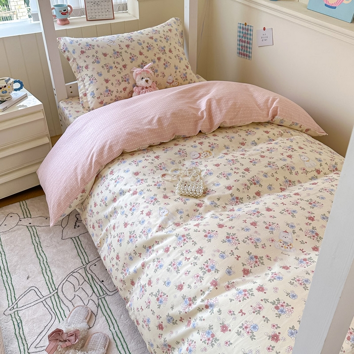 91家纺网 家纺一手货源 找家纺 2025新款学生宿舍全棉三件套 艾茉莉