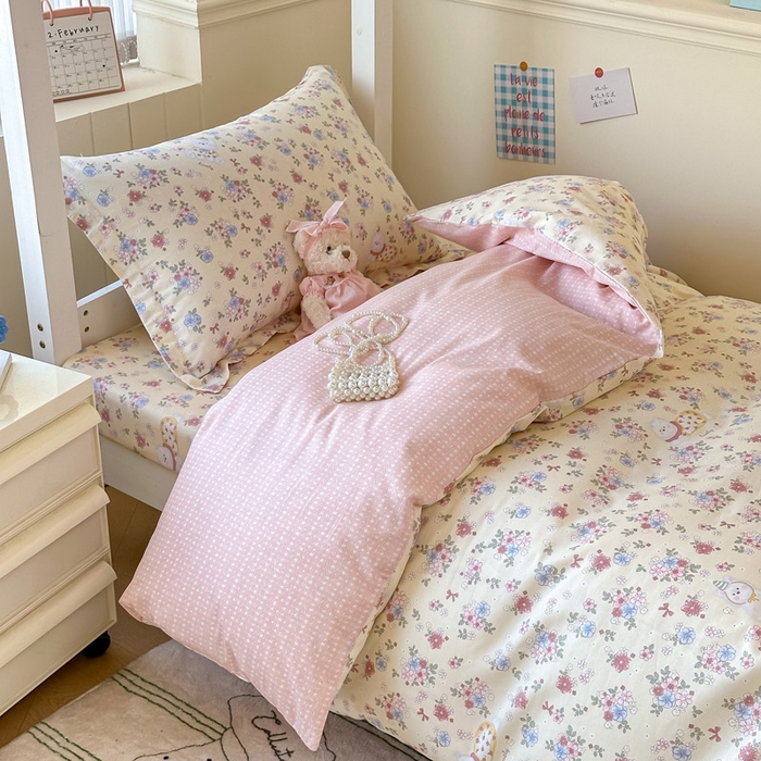 91家纺网 家纺一手货源 找家纺 2025新款学生宿舍全棉三件套 艾茉莉