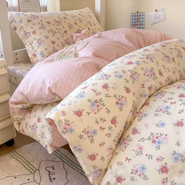 91家纺网 家纺一手货源 找家纺 2025新款学生宿舍全棉三件套 艾茉莉