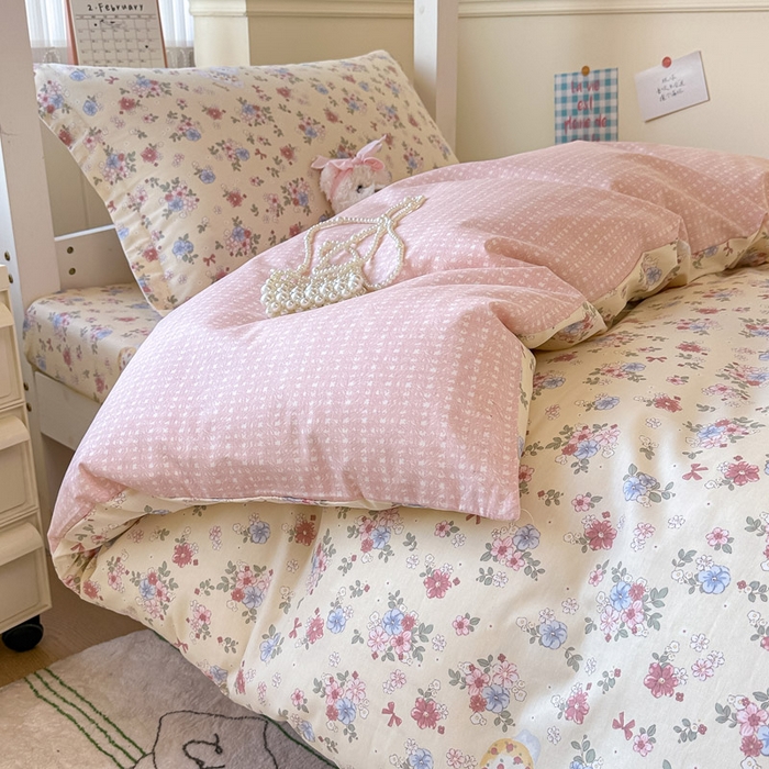 91家纺网 家纺一手货源 找家纺 2025新款学生宿舍全棉三件套 艾茉莉