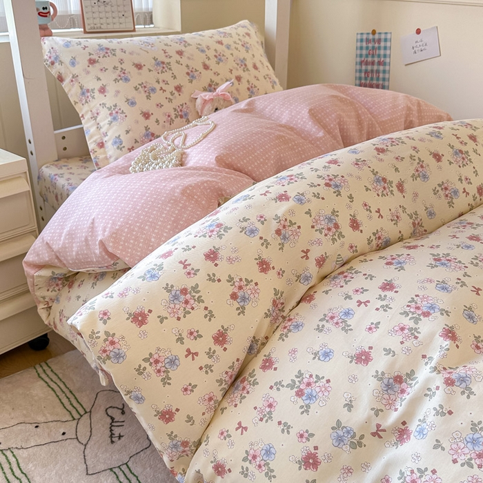 91家纺网 家纺一手货源 找家纺 2025新款学生宿舍全棉三件套 艾茉莉