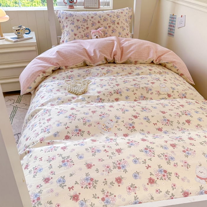 91家纺网 家纺一手货源 找家纺 2025新款学生宿舍全棉三件套 艾茉莉