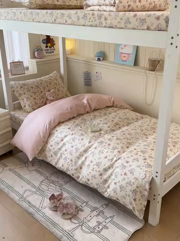 91家纺网 家纺一手货源 找家纺 2025新款学生宿舍全棉三件套 艾茉莉